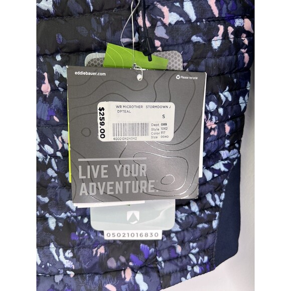 NWT Eddie Bauer Women’s Microtherm Stormdown First Ascent Jacket SM Purple Blue - Picture 11 of 12